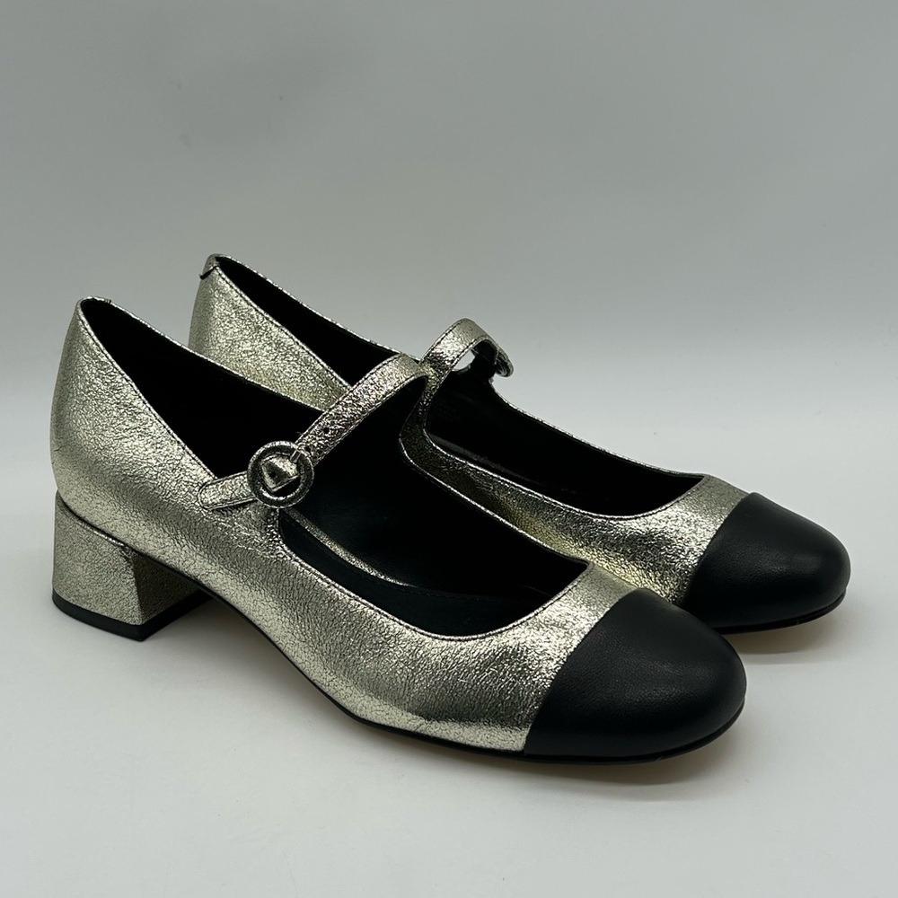 Marc Fisher LTD Marla Metallic Gold Mary Jane Block Heel Shoes Size 7.5M NWT - Picture 4 of 14
